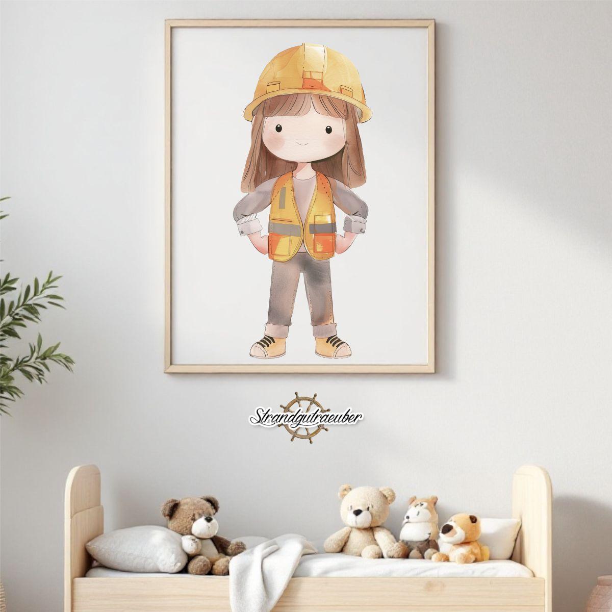 Buegelbild Bauarbeitermädchen Buegelbild Bauarbeitermädchen